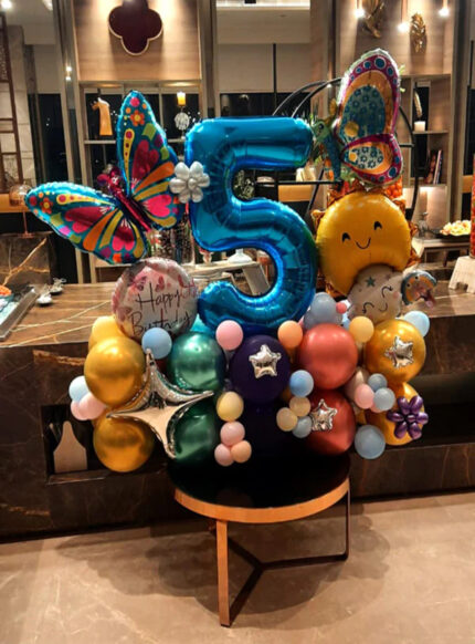 Spring Butterflies Happy Birthday Number Milestone Centerpiece [Available in Blue and Pink colors]